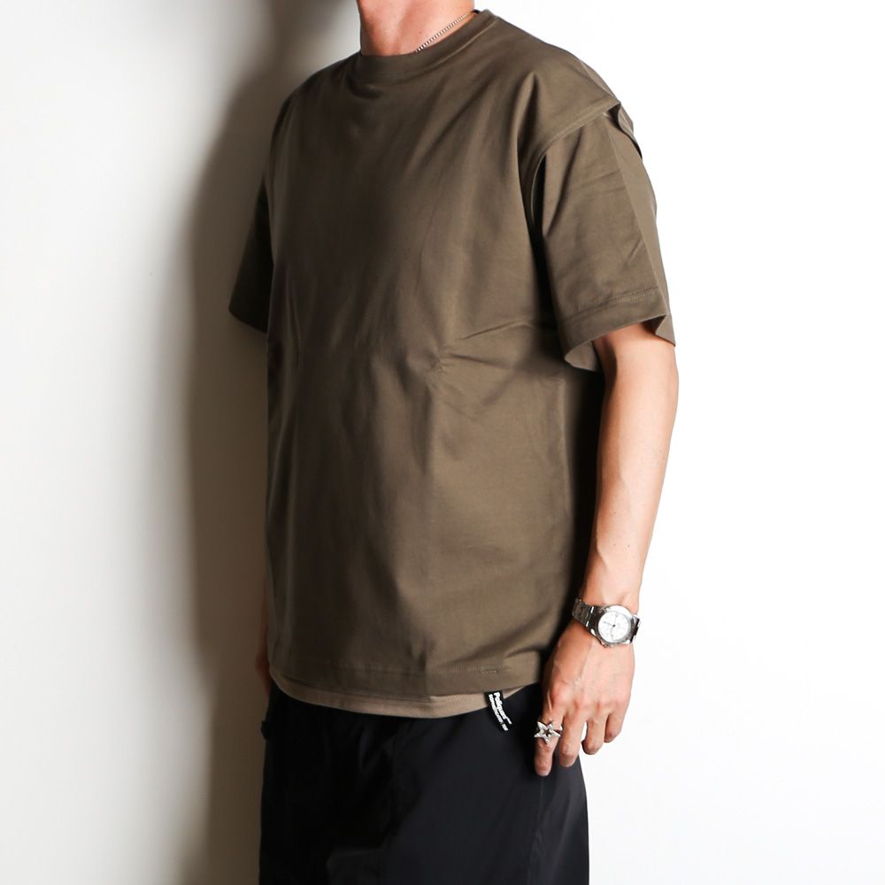 【ラスト1点-サイズ2】 THE FUNCTIONAL LAYERED S/S TEE WITH BREATHABLE - KHAKI / 2401002