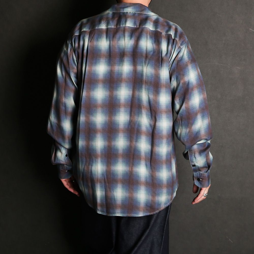Drape Denim Ombre Check Loose Work SH / 2304-5005
