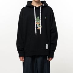 Leon Printed Hoodie - Black / レオン プリント フーディー / J17HD781