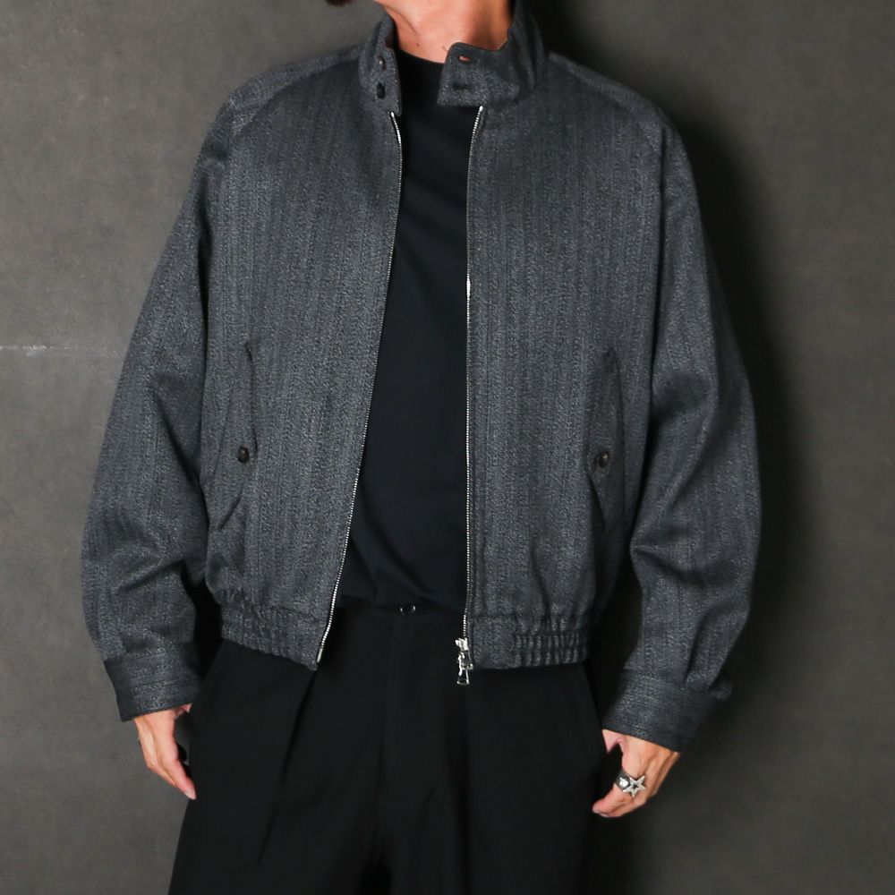 Dog Ear Jacket - Gray / オーガニックウール撚り杢へリンボン - ドッグイヤージャケット / M26C20BL01C