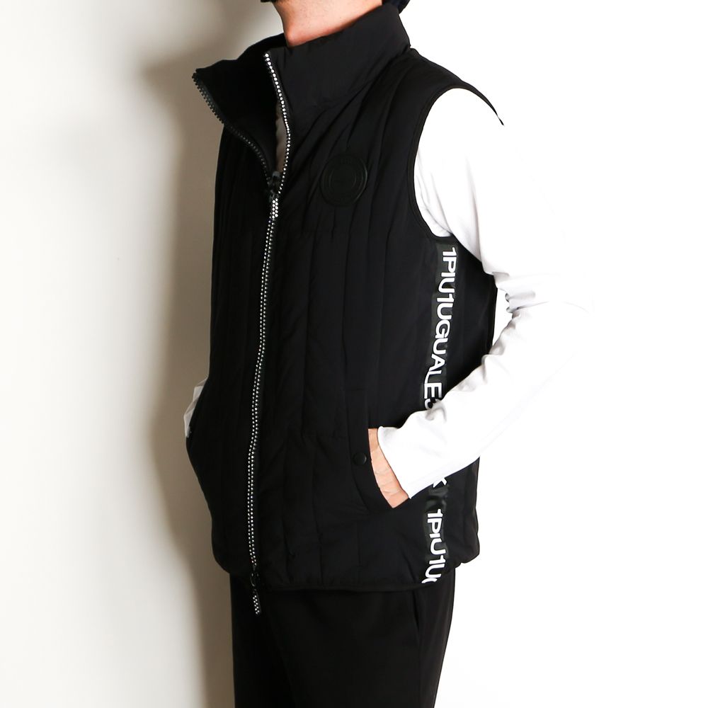 RHINESTONE ZIP SIDELINE LOGO INNER COTTON VEST / ラインストーン サイドロゴ 中綿ハイネックベスト / USO-21071