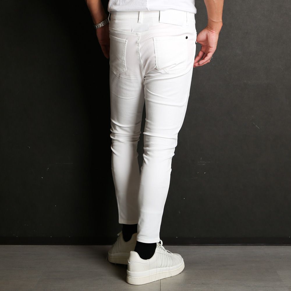 SKINNY PANTS - WHITE / グラデーションロゴ スキニーパンツ / USB-24052