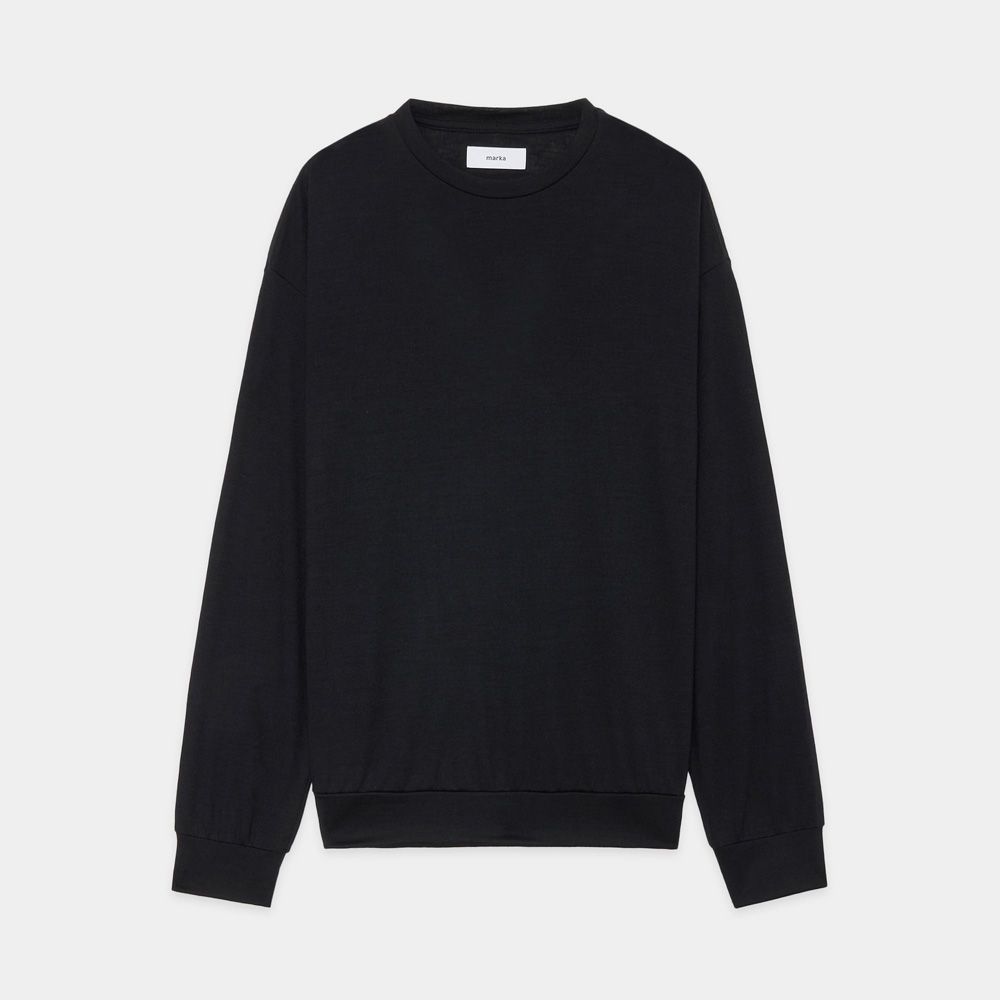 CREW NECK - BLACK / ウォッシャブルウール天竺 - クルーネック / M25C21CS02C