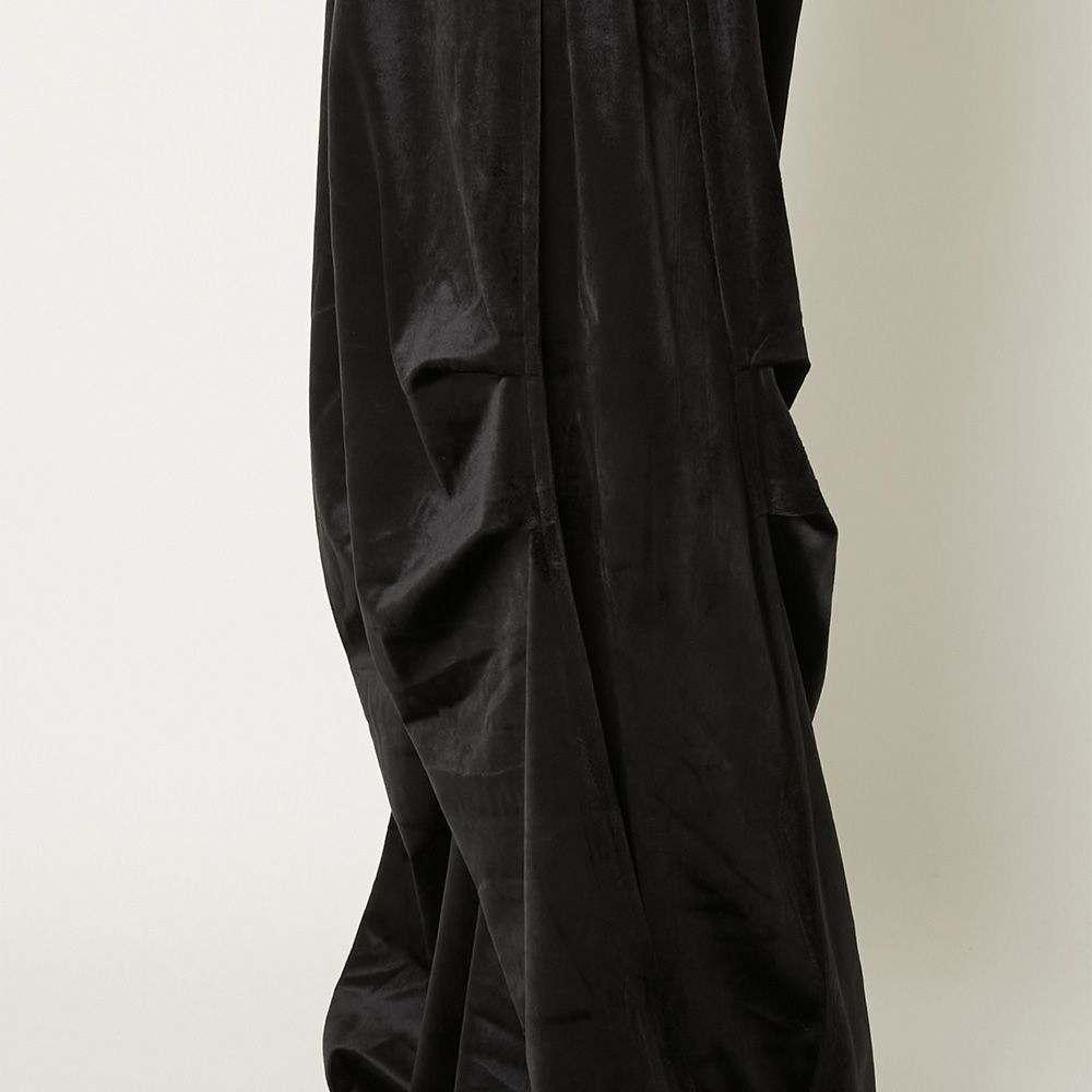 "Velvet" Draped Velvet Tuck Pants - Black / ベルベット タックパンツ / TA26AW-PT066