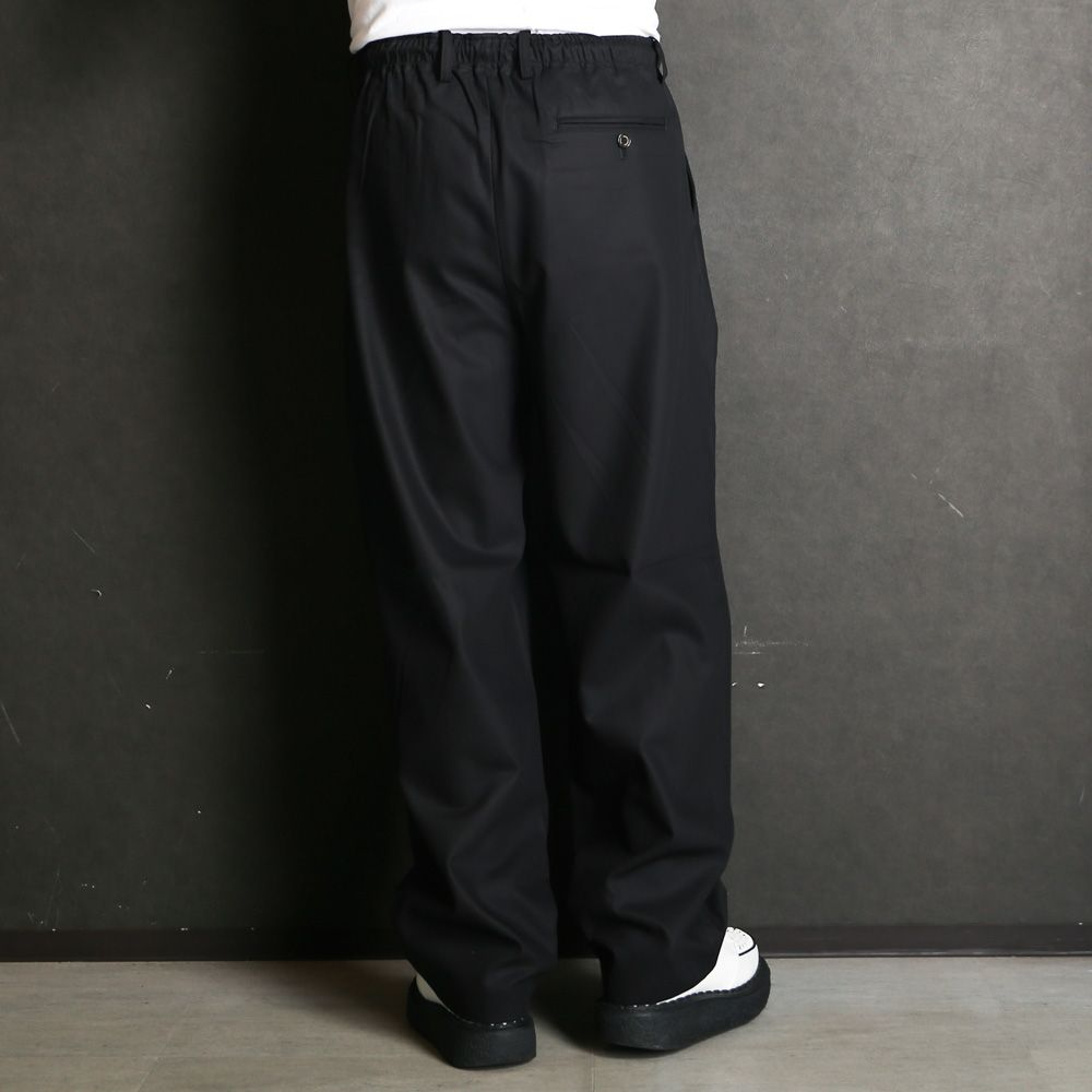 Double Pleated Easy Trousers - Black / オーガニックGIZA60/3サバイバルクロス® - ダブルプリーテッドイージートラウザーズ / A26C03PT02C