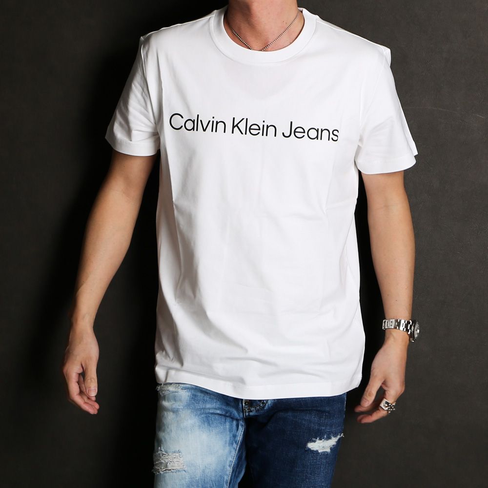 フラワープリント Calvin Klein Jeans カルバンクライン Tシャツ レディース トップス LOGO TAPE MILANO LOOSE  Top bright white 通販