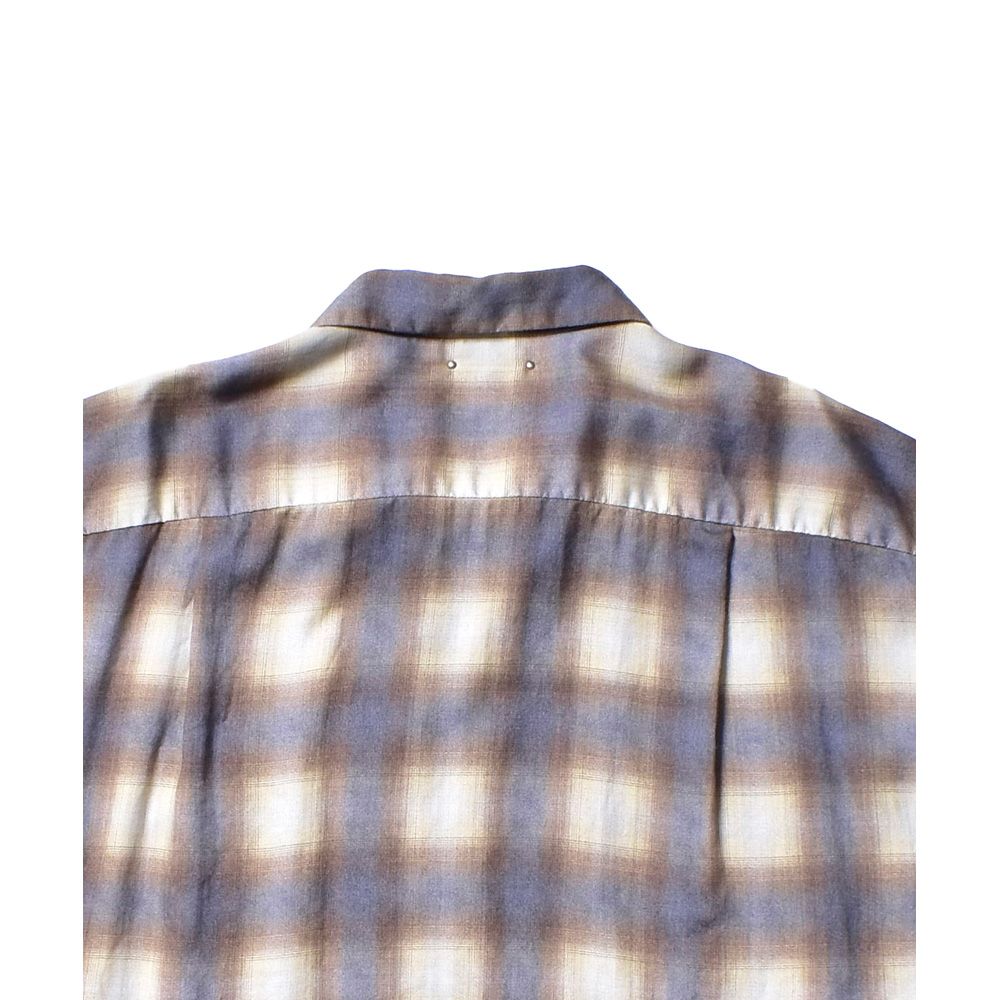 Drape Denim Ombre Check Loose Work SH / 2304-5005
