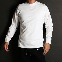 SUPER MERCERIZED LONG SLEEVE T-SHIRT - WHITE / ダブルシルケット ベーシック ロングスリーブTシャツ / UST-24059