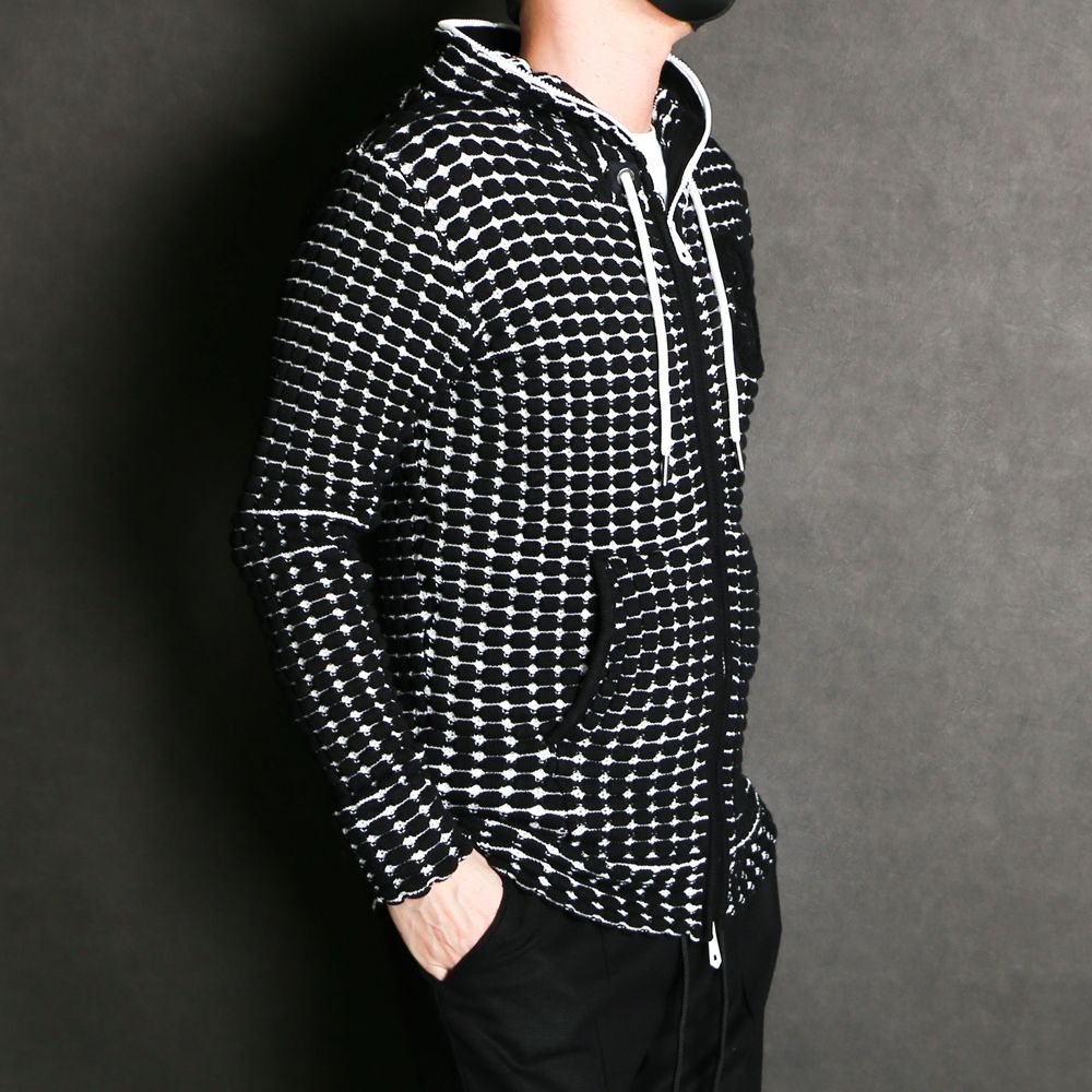 BIG WAFFLE "3" KNIT HOODIE / ビッグワッフル ジップパーカー / USO-21029