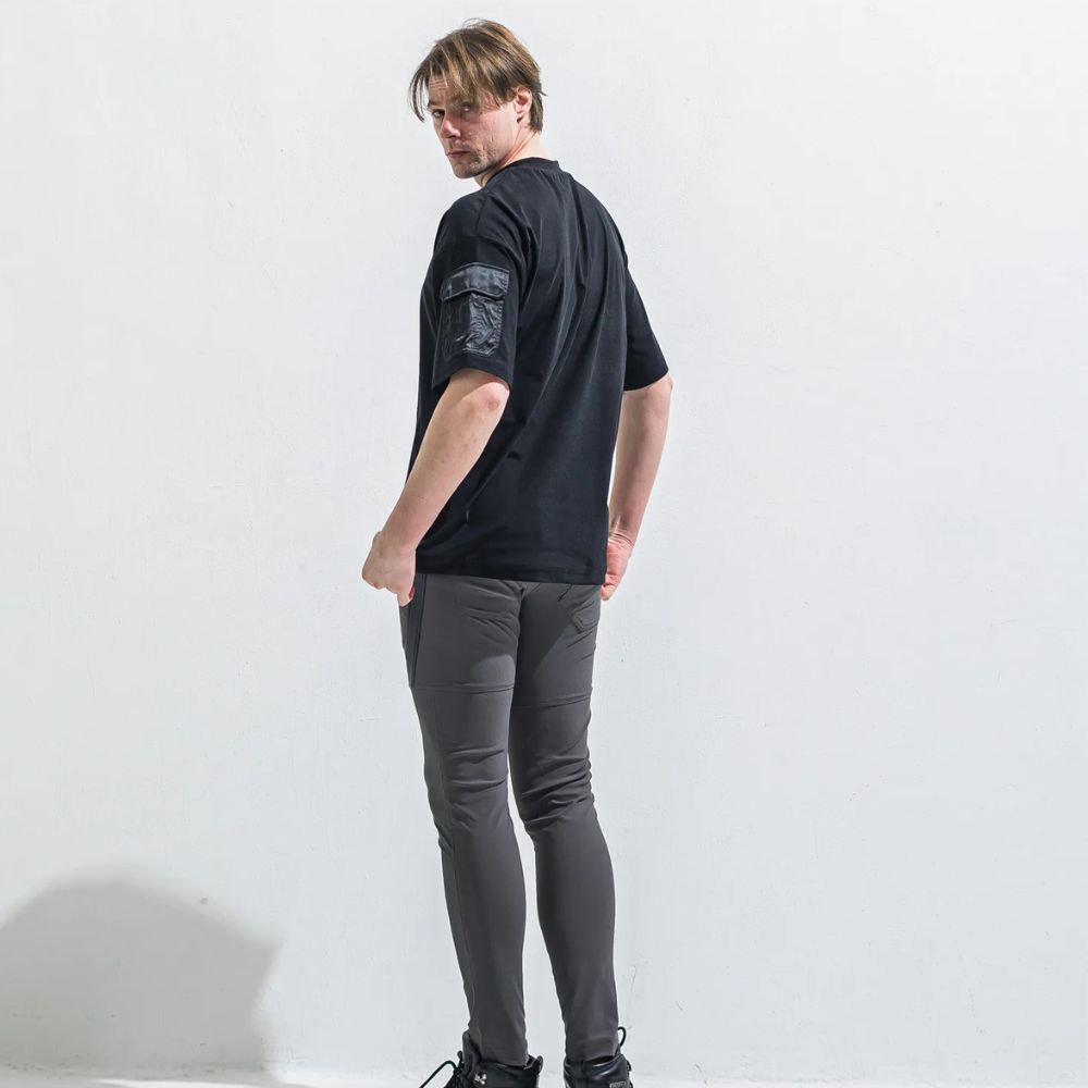 MILITARY NYLON OVER TEE - BLACK / ナイロンポケットビッグTシャツ / RC40-T-008