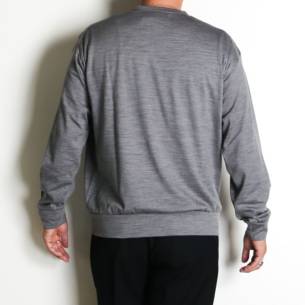 【ラスト1点-サイズ4】 Crew Neck L/S Tee - Top Gray / スーパー100sウォッシャブルウール天竺 - クルーネック L/S Tee / M26C15CS03C