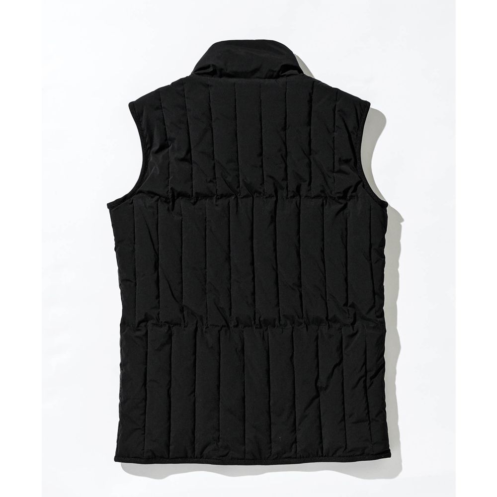 RHINESTONE ZIP SIDELINE LOGO INNER COTTON VEST / ラインストーン サイドロゴ 中綿ハイネックベスト / USO-21071