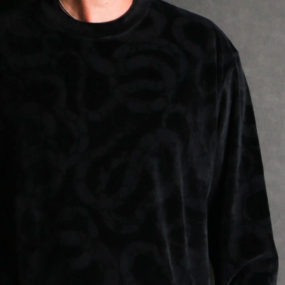 JQ VELOUR CREW NECK CS ＜SNAKE PATTERN＞ / スネークプリント ベロアカットソー / CL-25AW001SNK
