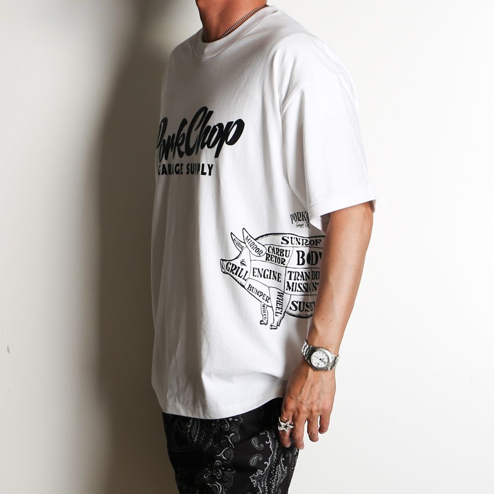 トップス WHITE PORKCHOP TEE PORKCHOP - 24 MULTI LOGOS TEE / WHITE / マルチロゴプリント