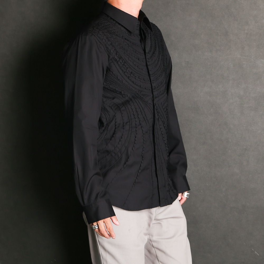 "Tape Embroidery" Embroidery Shirt - Black / レギュラーカラーシャツ / TA26AW-SH046