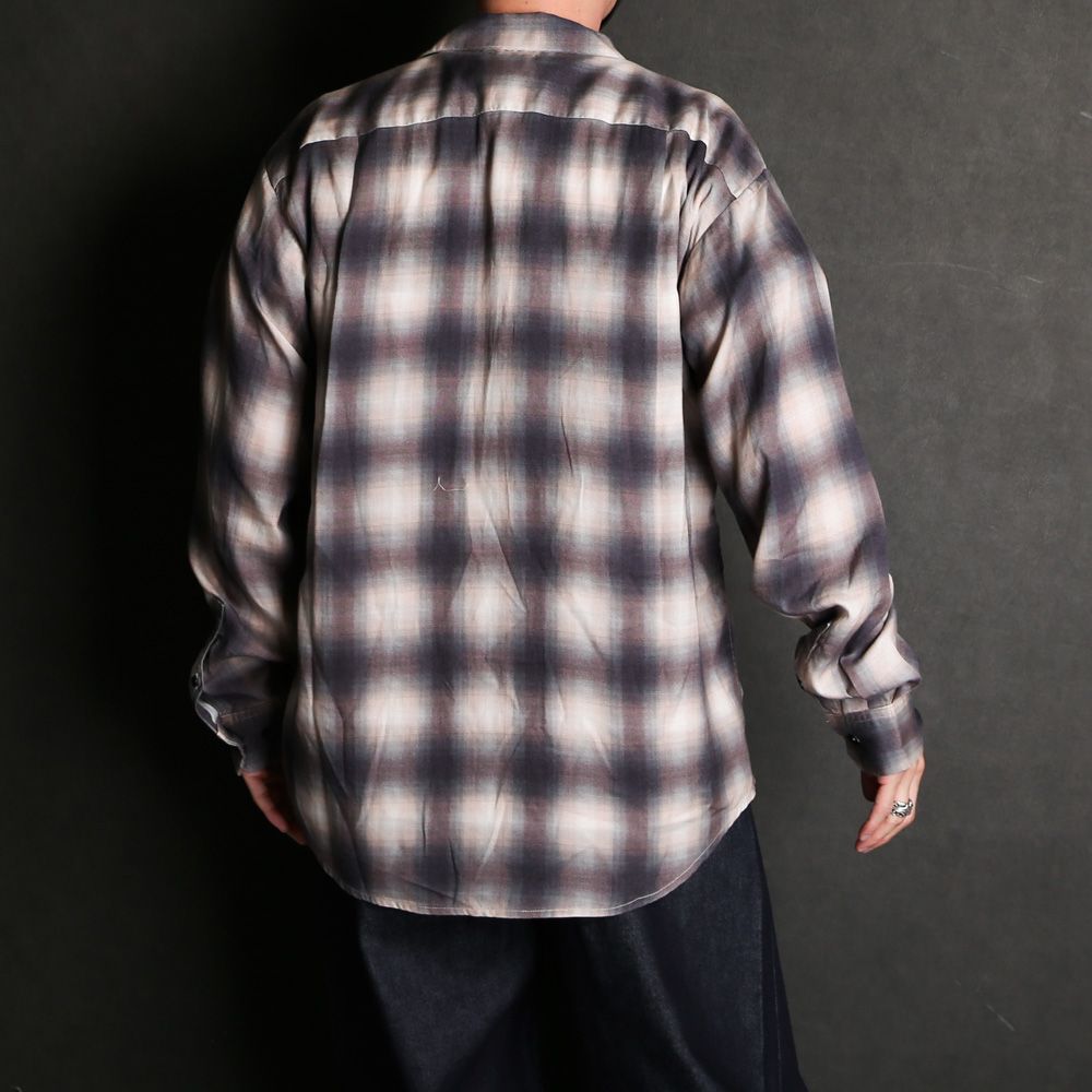 MINEDENIM - Drape Denim Ombre Check Loose Work SH / 2304-5005