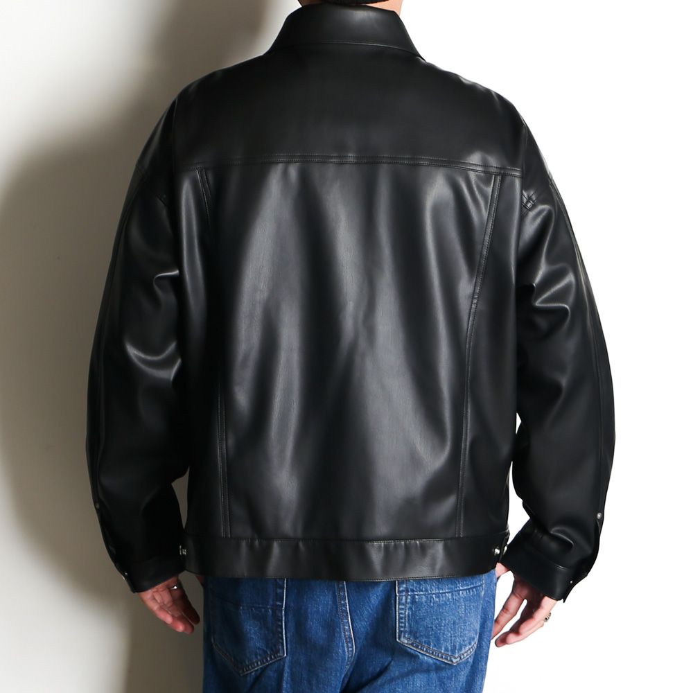 LEATHER OVER 3RD G - BLACK / エコレザージャケット / RC37-JK-006