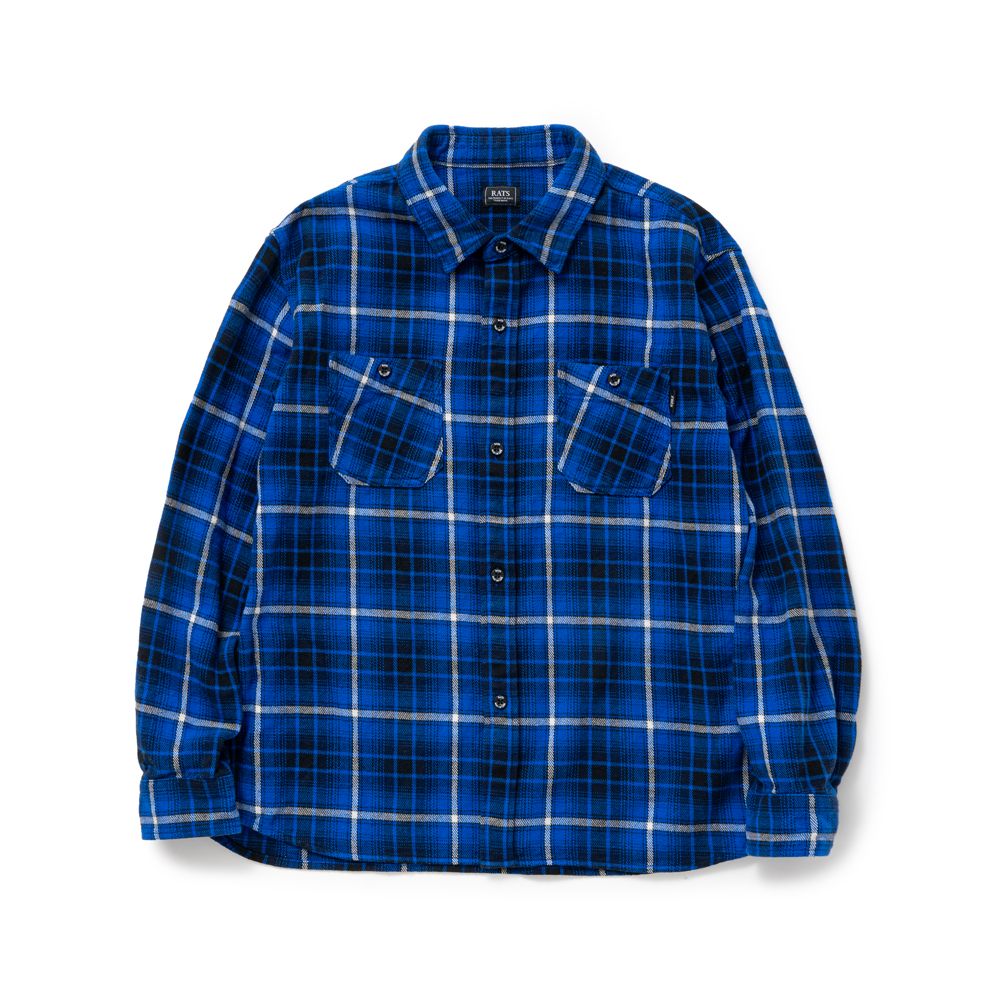 RATS - 【ラスト1点-サイズXXL】 COTTON FLANNEL BLUE CHECK RATS - 【ラスト1点-サイズXXL】 COTTON FLANNEL BLUE CHECK