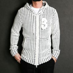BIG WAFFLE "3" KNIT HOODIE / ビッグワッフル ジップパーカー / USO-21029