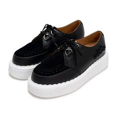 BEDWIN & THE MMY General Scale. / "DAVID" Leather Inter Lace Shoes - BLK × WHT / C15FW703