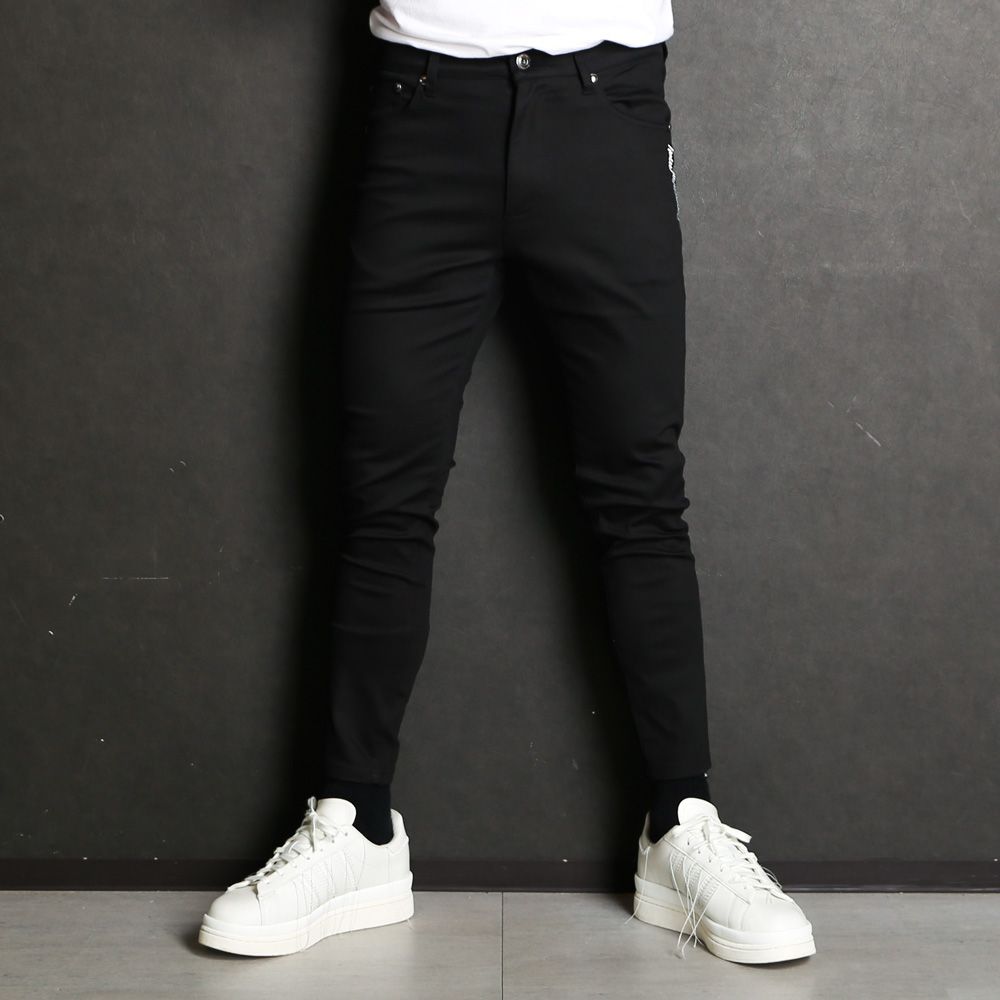 SKINNY PANTS - BLACK / グラデーションロゴ スキニーパンツ / USB-24052