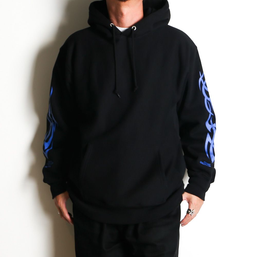 MAD Hooded Sweat Shirt - BLK × Blue / プルオーバーパーカー / HC-110825