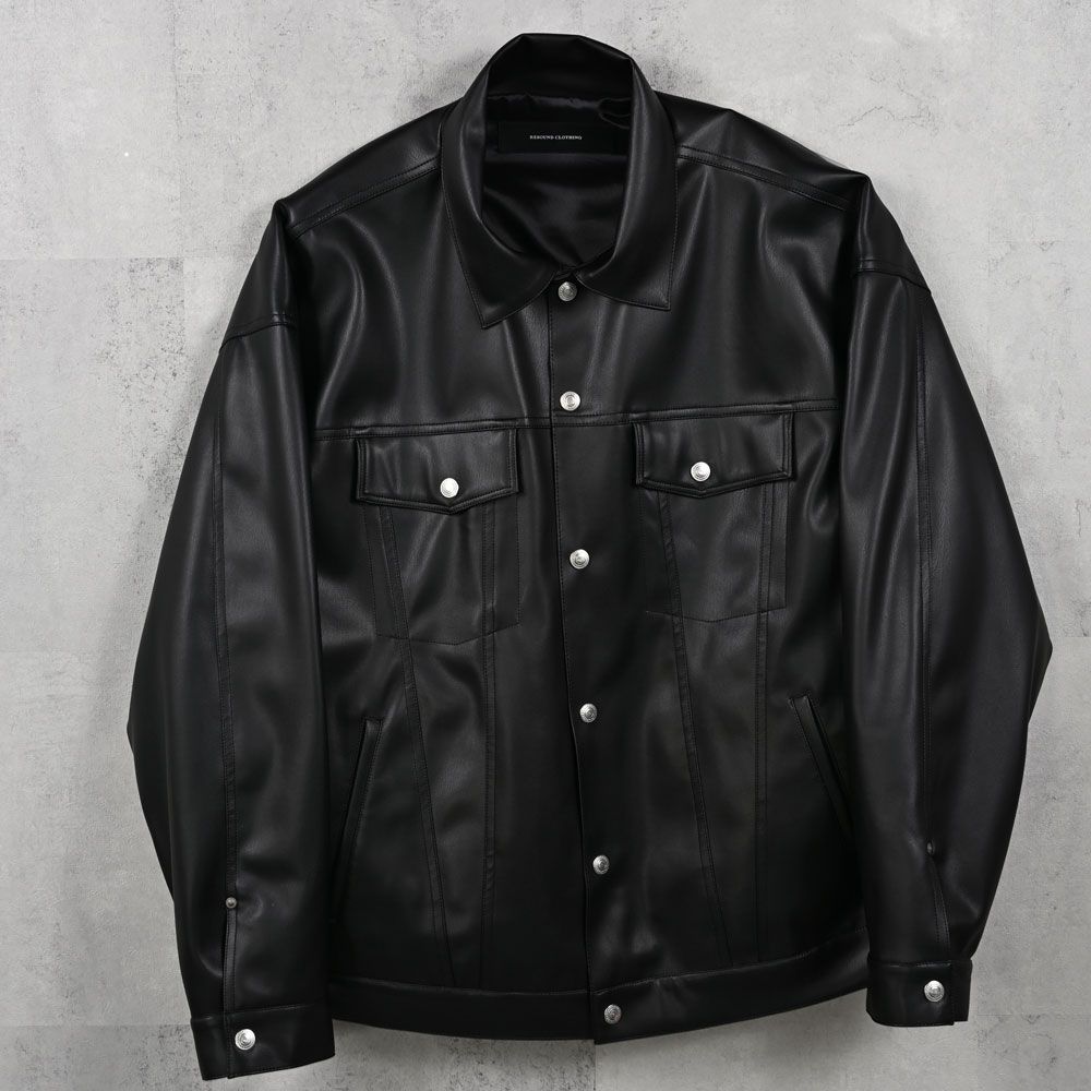 LEATHER OVER 3RD G - BLACK / エコレザージャケット / RC37-JK-006