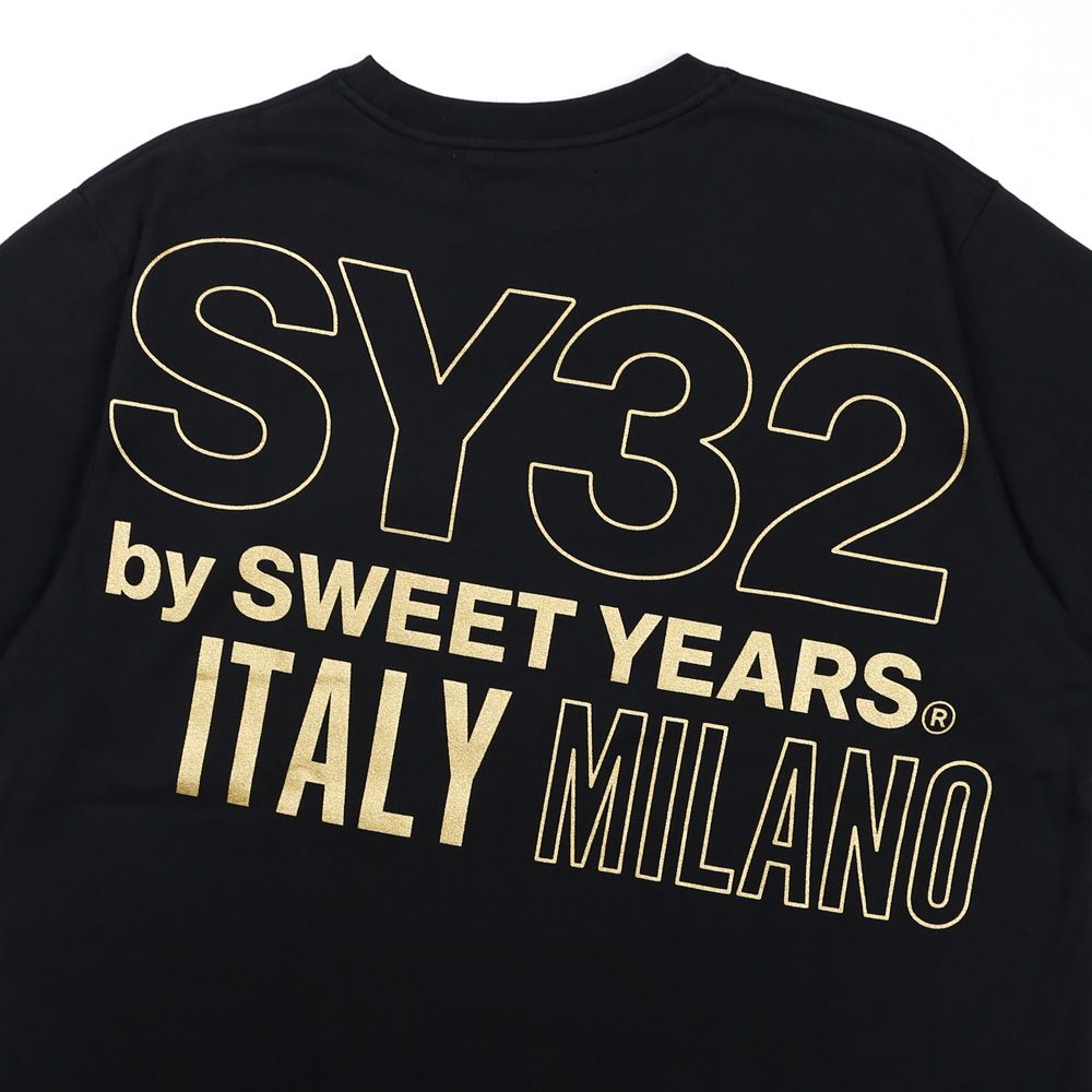 【ラスト1点-サイズS】BACK SLASH BIG LOGO TEE - BLACK × GOLD / グラフィックTシャツ / 14154J-W