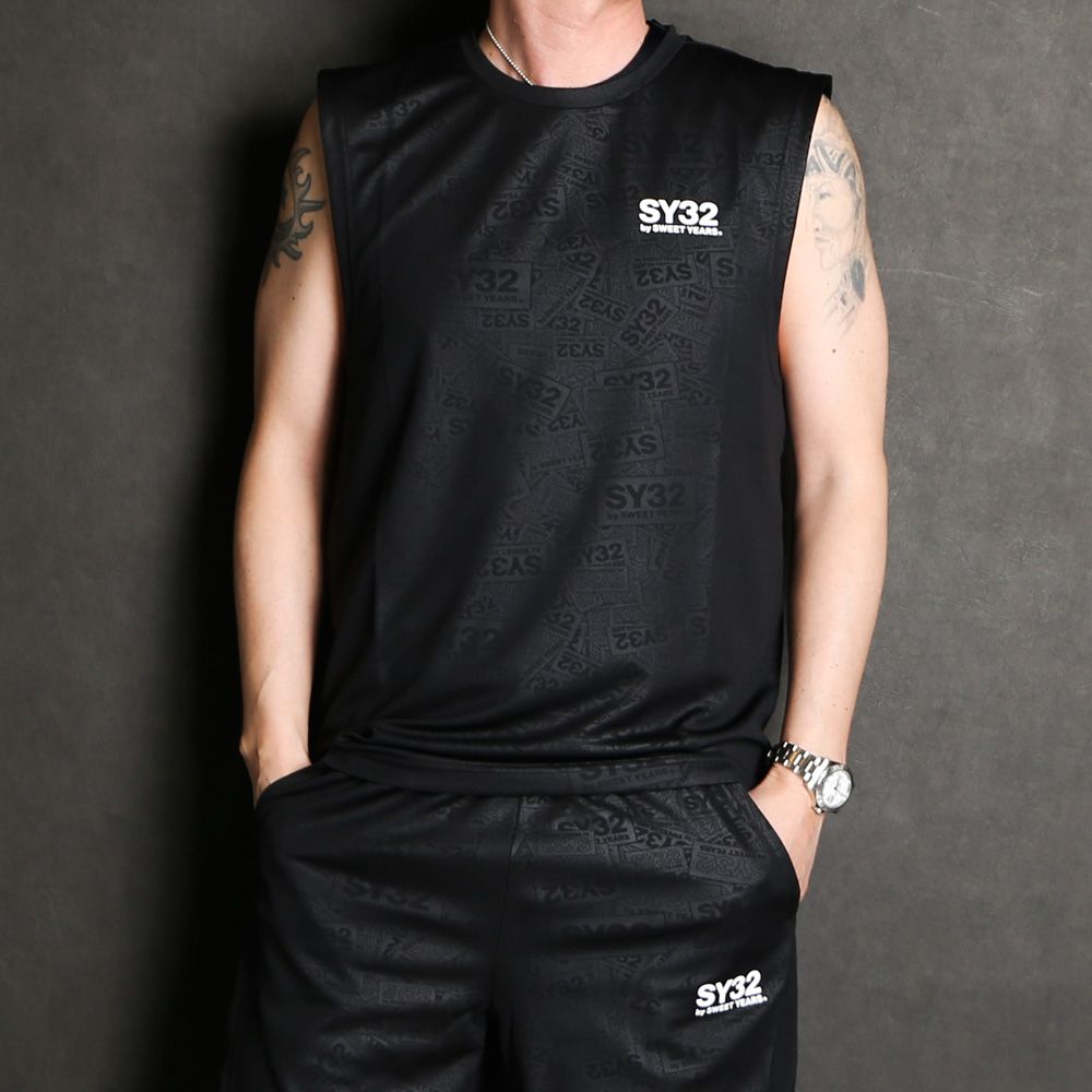 SY32 by SWEET YEARS - EMBOSS LOGO NO SLEEVE TEE / ノースリーブ T ...
