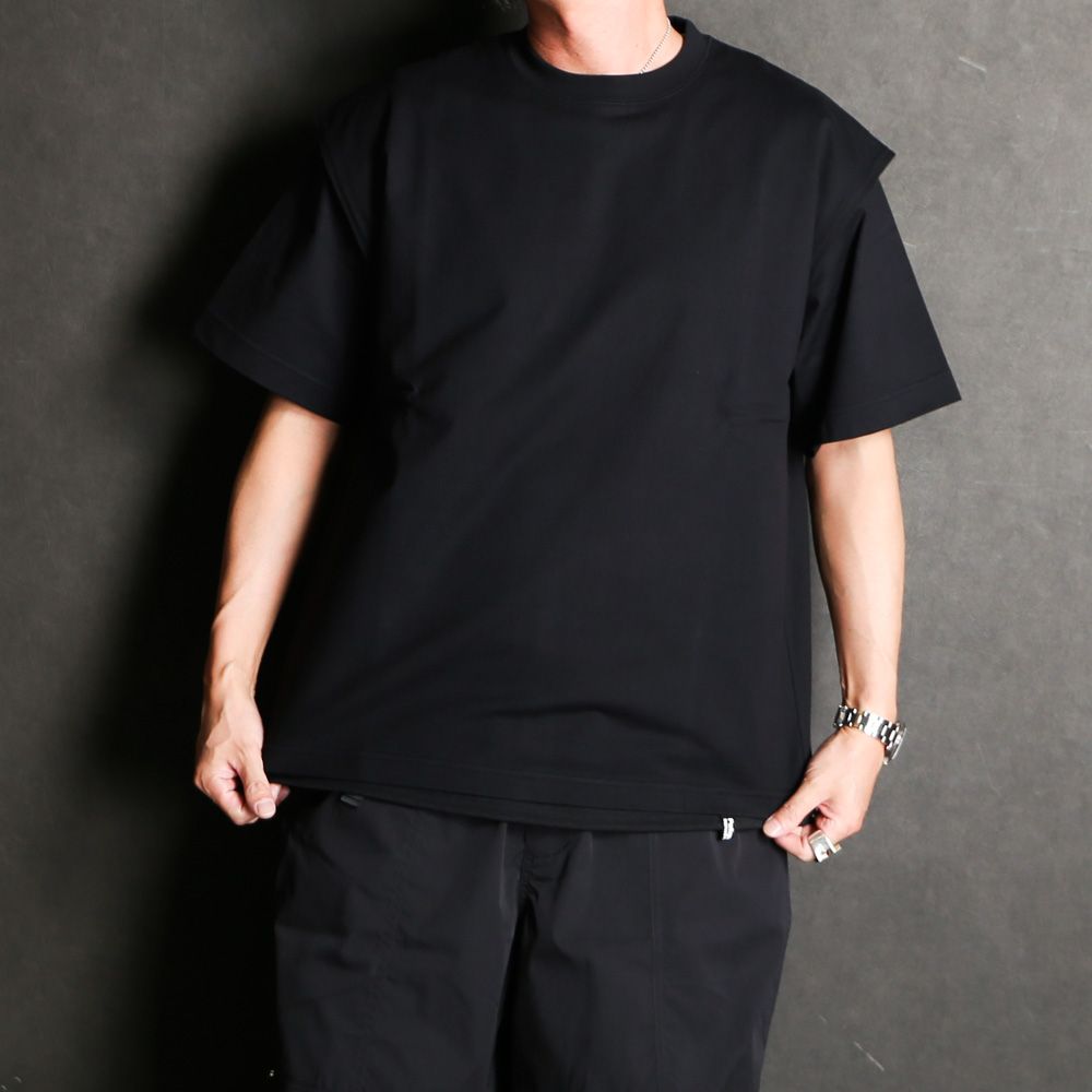 【YCH】韓国発！SHEER-PANELLED LAYERED Tシャツ BLUE 送料込 POLIQUANT - THE FUNCTIONAL LAYERED S/S TEE WITH BREATHABLE