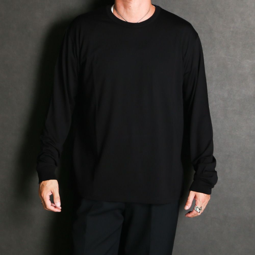 Relaxed Fit L/S Tee - Black / スーパー160sウール 防縮天竺 - リラックスドフィットL/S Tee / A26C12CS01C