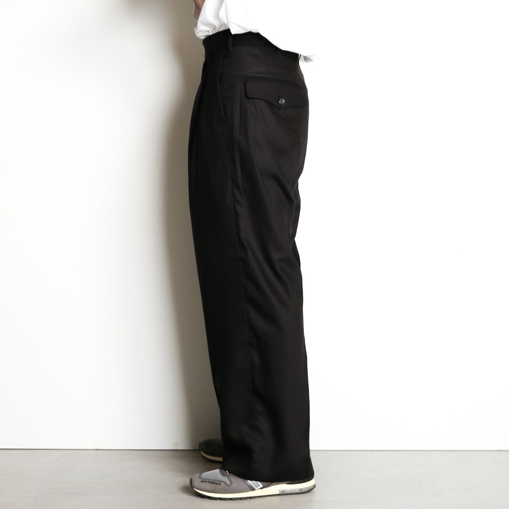 1 tuck wide trouser - Rayon poly gabardine / 1タックワイドトラウザー ギャバジン / SN-413A