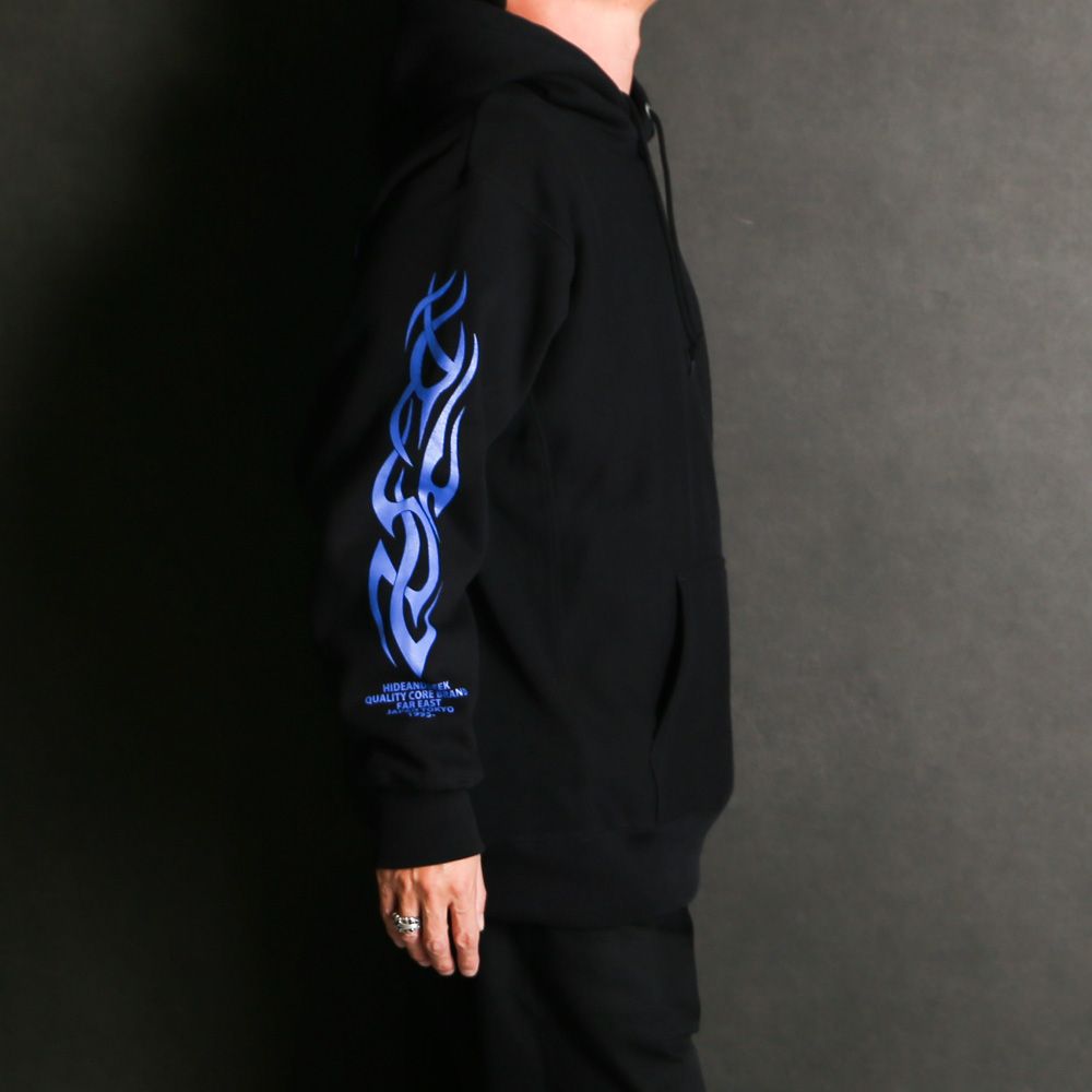 MAD Hooded Sweat Shirt - BLK × Blue / プルオーバーパーカー / HC-110825