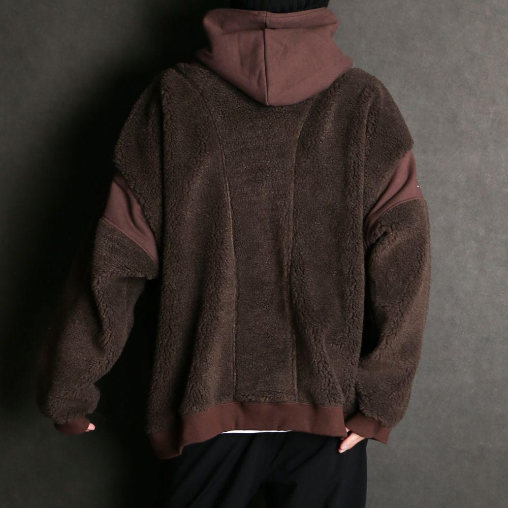 BOA×SWEAT HOODIE / ボア×スウェット ハーフジップパーカー / 179203