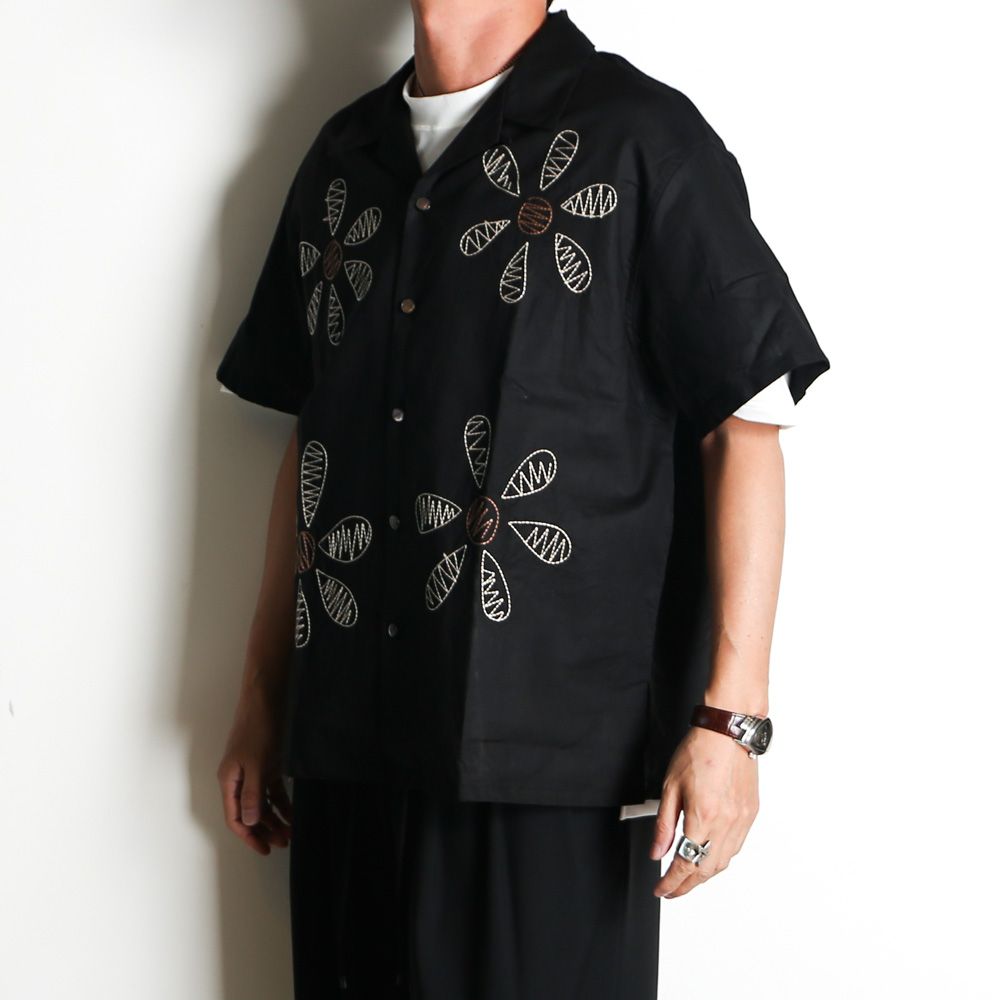 Aloha shirt - Big flowers embroidery / アロハシャツ - ビッグフラワーエンブロイダリー / SN-616C