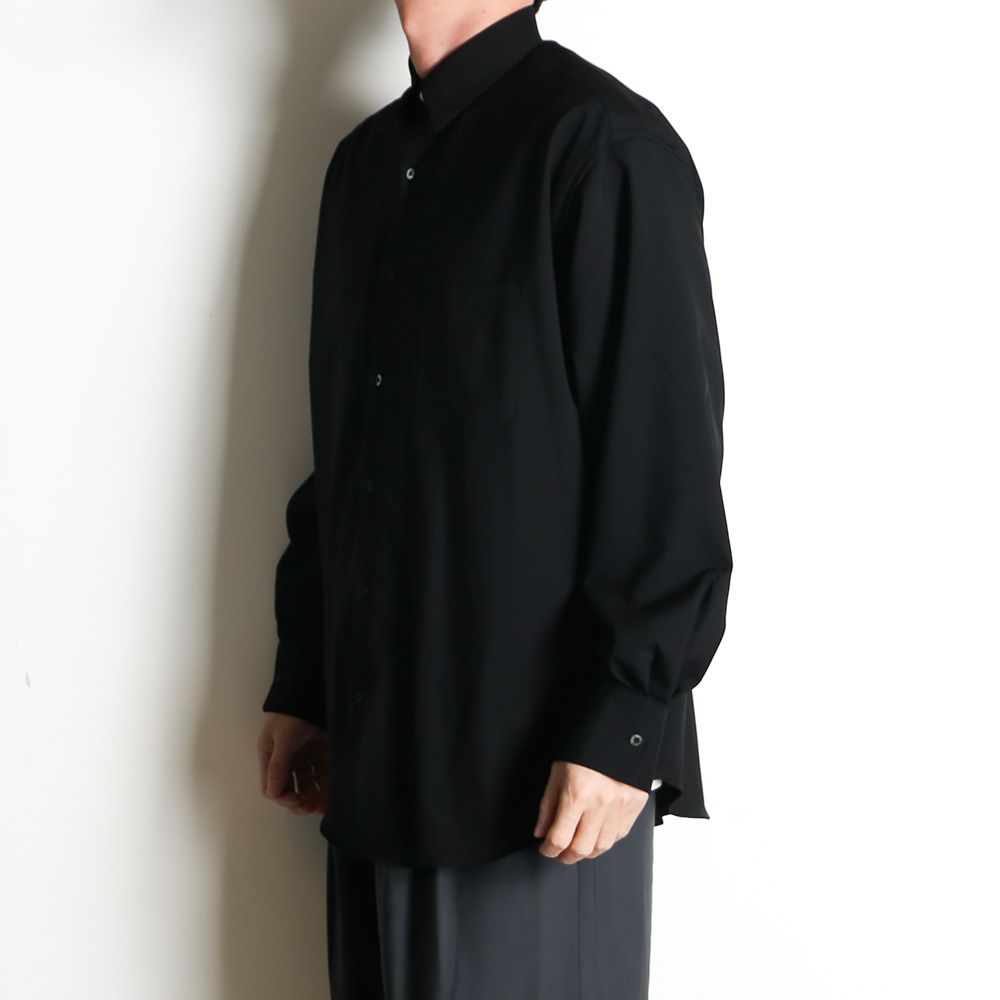 COMFORT FIT SHIRT - BLACK / オーガニックウール2/80トロピカル - コンフォートフィットシャツ / A26A15SH01C