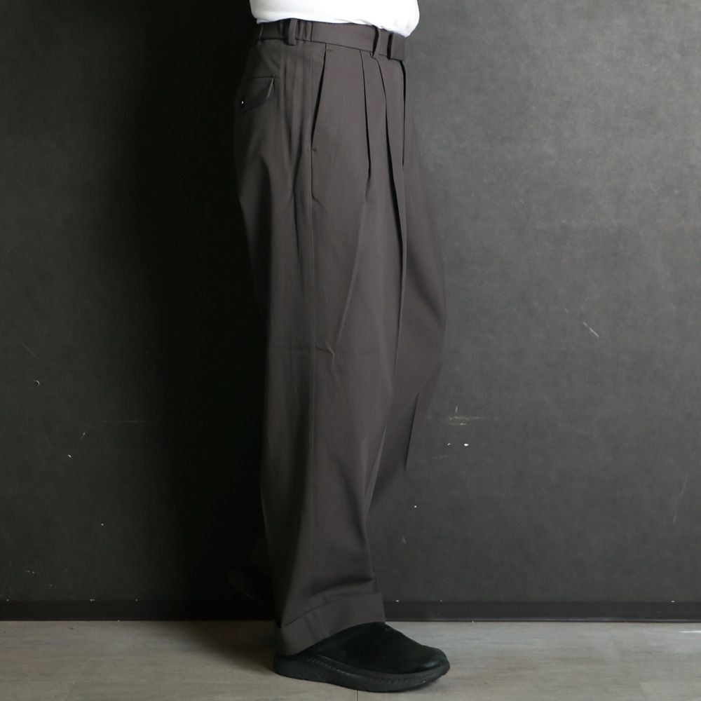 DOUBLE PLEATED SEMI EASY TROUSERS - CHARCOAL / 60/2オーガニック強燃ボイル3/2ツイル - ダブルプリーテッドセミイージートラウザーズ / A26A16PT01C