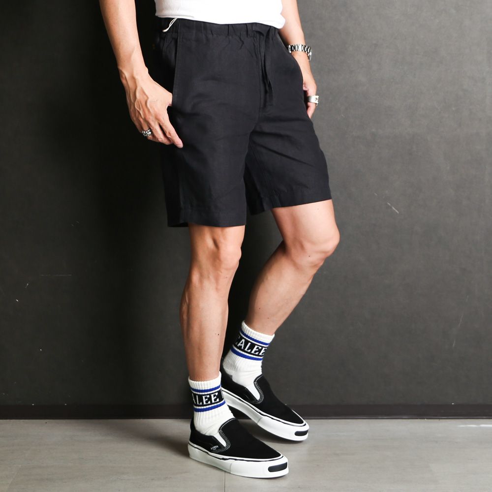 RATS - LINEN EASY SHORTS - BLACK / リネン イージーショーツ