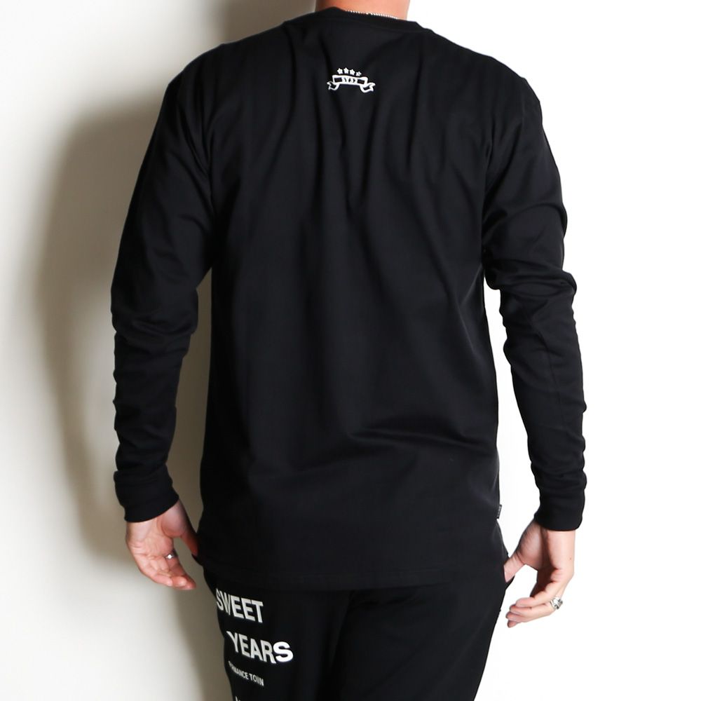 SANS SERIF LOGO L/S TEE - BLACK × WHITE / ロングスリーブTシャツ / 14178J-W