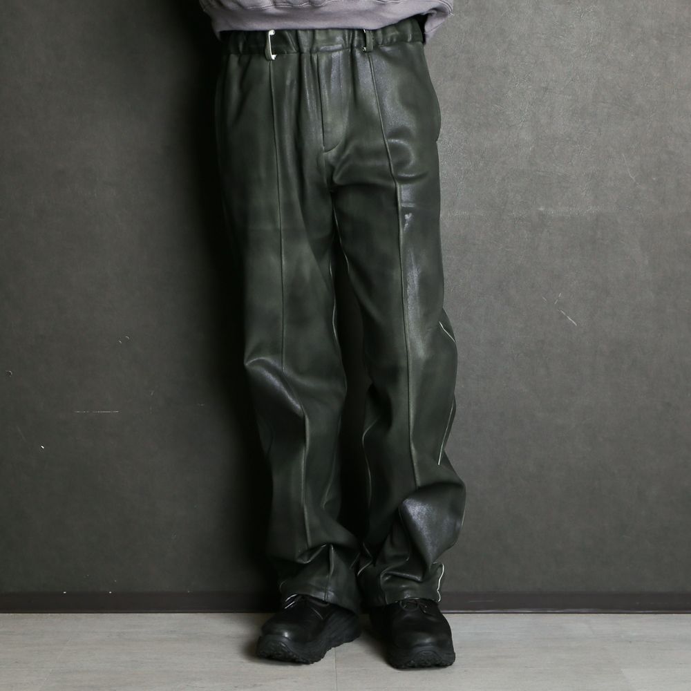 TAAKK - LEATHER COATING JERSEY LEATHER LIKE TROUSERS / トラウザー /  TA22SS-PT055 | chemical conbination