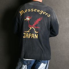 "Messenger Bird" Distressed Pocket L/S T-shirt - BLACK / グラフィック Tシャツ / G15LT086