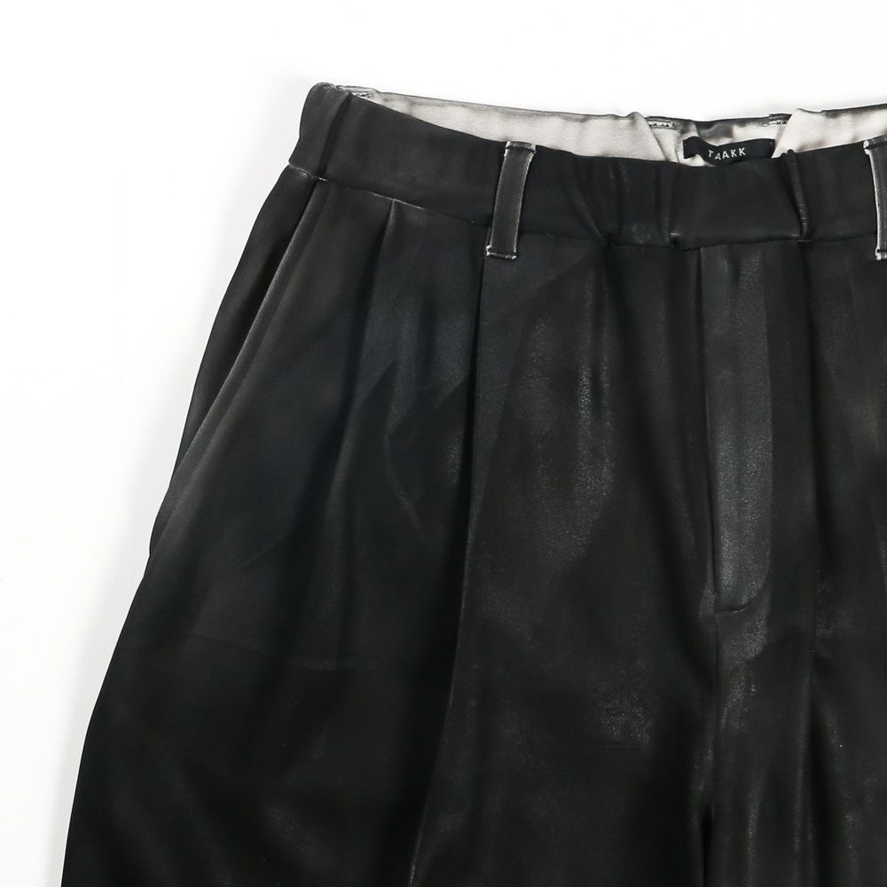 "Leather Coating Jersey" Short Track Pants - Black / レザーコーティングジャージ ショートトラックパンツ / TA26SS-PT090