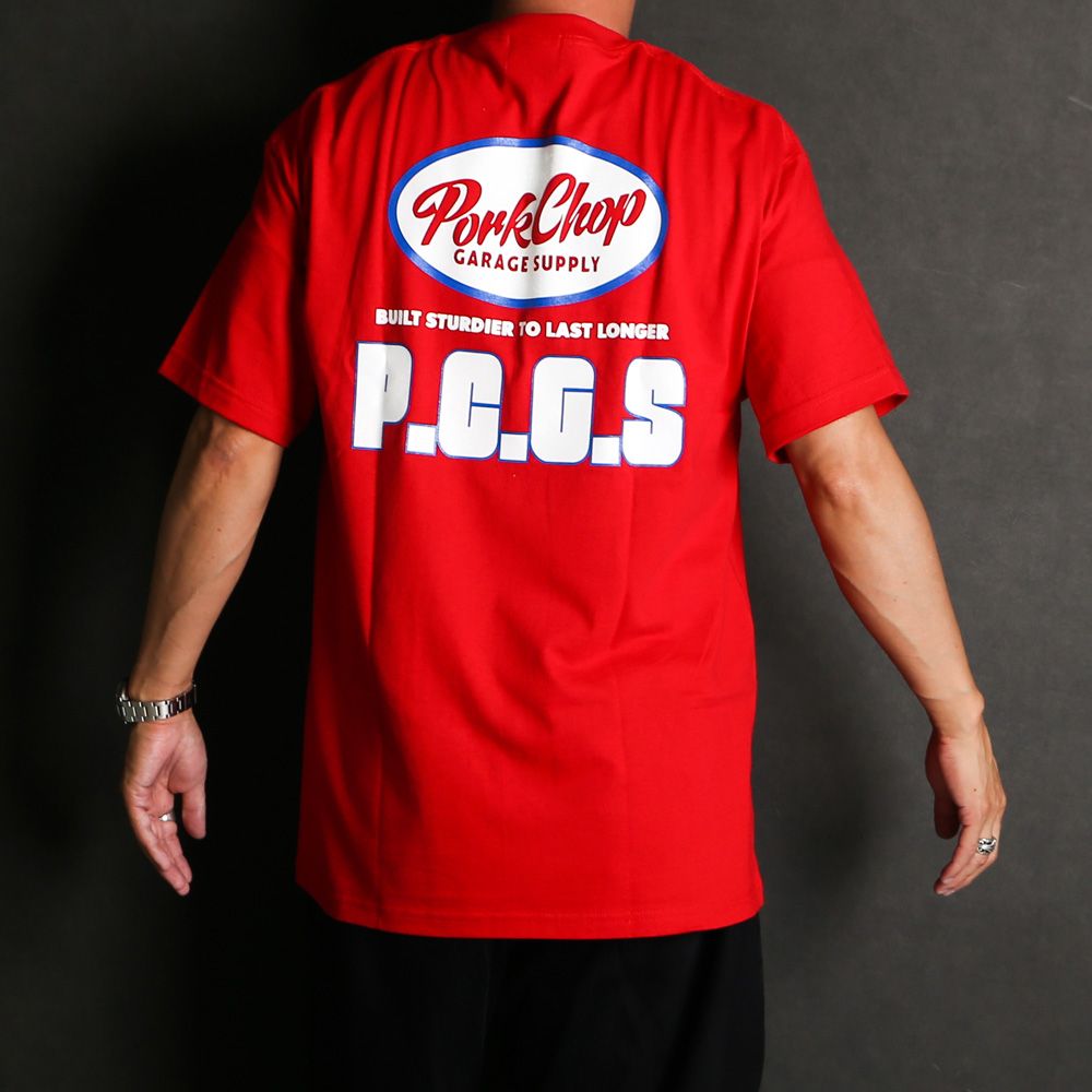 PORKCHOP - PCGS BLOCK TEE - RED / ショートスリーブTシャツ