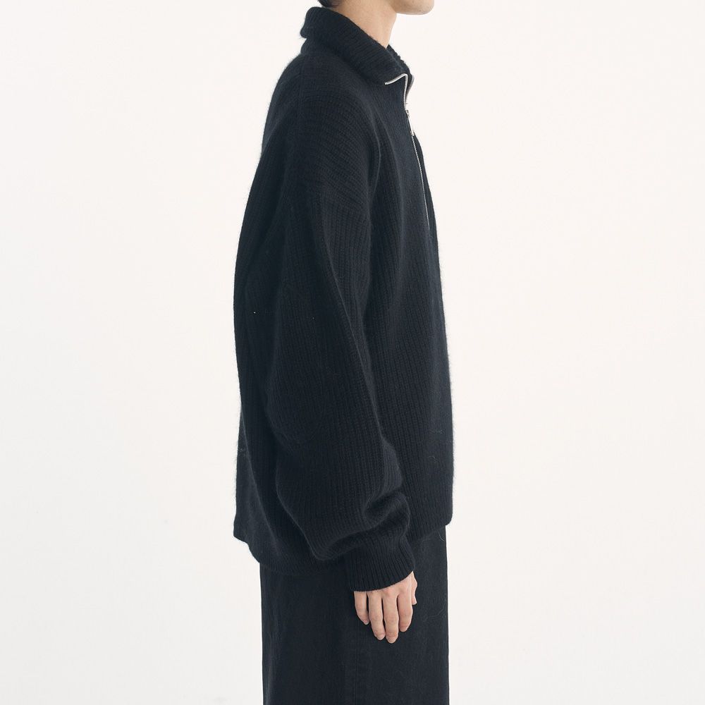 RACCON HALF ZIP KNIT - BLACK / ハーフジップニット / VTM-26-K-106