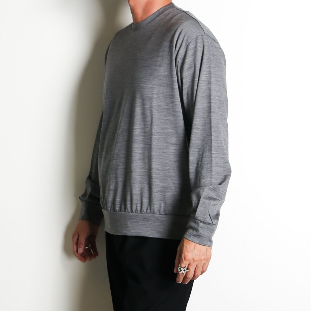 【ラスト1点-サイズ4】 Crew Neck L/S Tee - Top Gray / スーパー100sウォッシャブルウール天竺 - クルーネック L/S Tee / M26C15CS03C