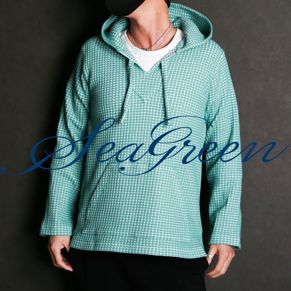 Seagreen - BIG WAFFLE Hoodie / ビッグワッフル ジップアップパーカー