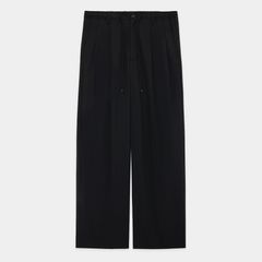 DOUBLE PLEATED EASY TROUSERS - BLACK / オーガニックウール2/80トロピカル - ダブルプリーテッドイージートラウザーズ / A26A15PT02C (2月入荷予定)