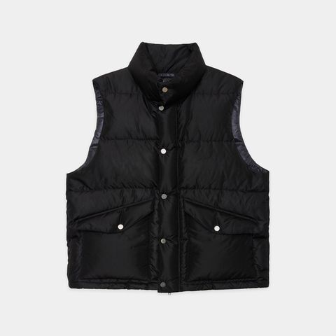 SILK DOWN VEST - BLACK / シルクタフタ - シルクダウンベスト / A25C17BL01A