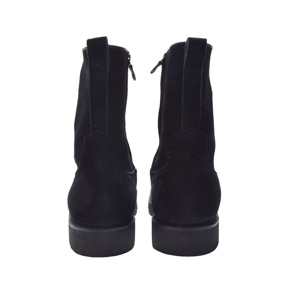 Suede Leather Side Zipper Boots - BLK / MDMGK001