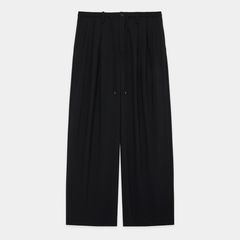 TRIPLE PLEATED EASY TROUSERS - BLACK / オーガニックウール2/80トロピカル - トリプルプリーテッドイージートラウザーズ / A26B04PT02C